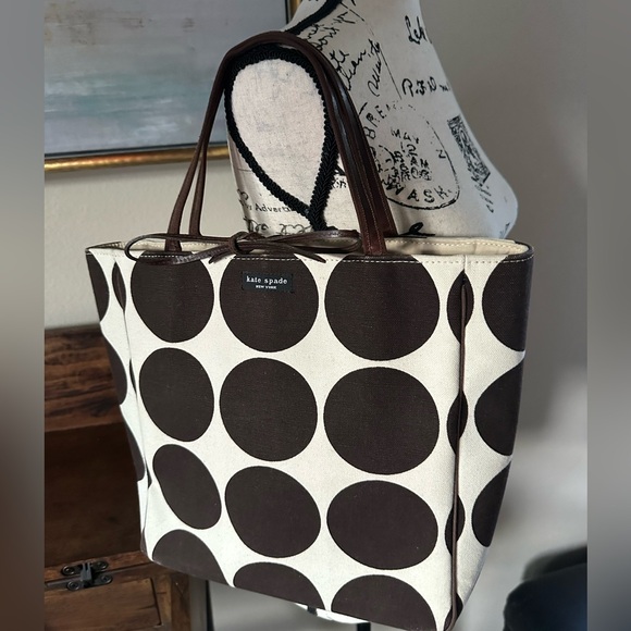 Kate Spade Vintage Sam Graphic Dot Brown Tote - Picture 9 of 9